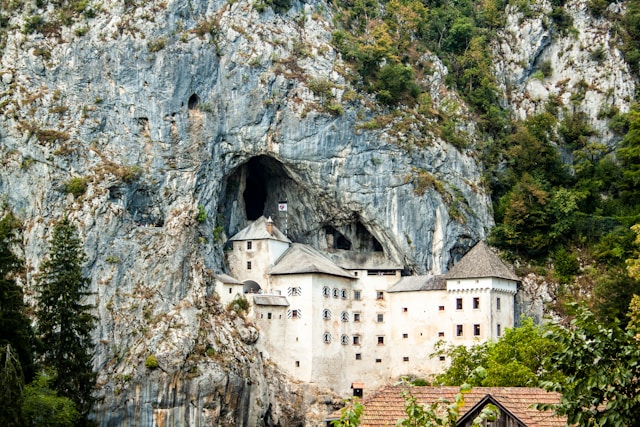 gothic predjama castle in a limestone hillside near ljubljana slovenia