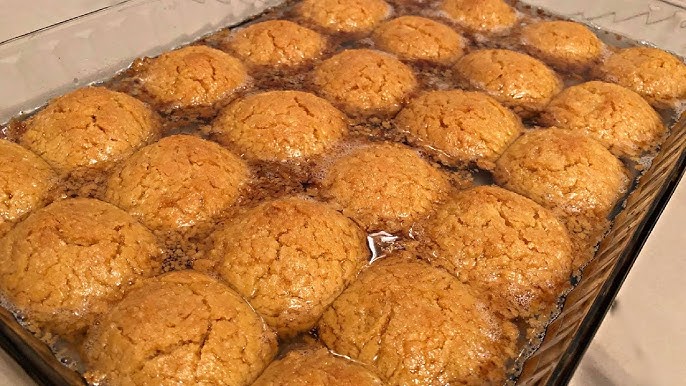 a tray of sugar soaked semolina cookies known as sheqerpare a traditional slovenian food