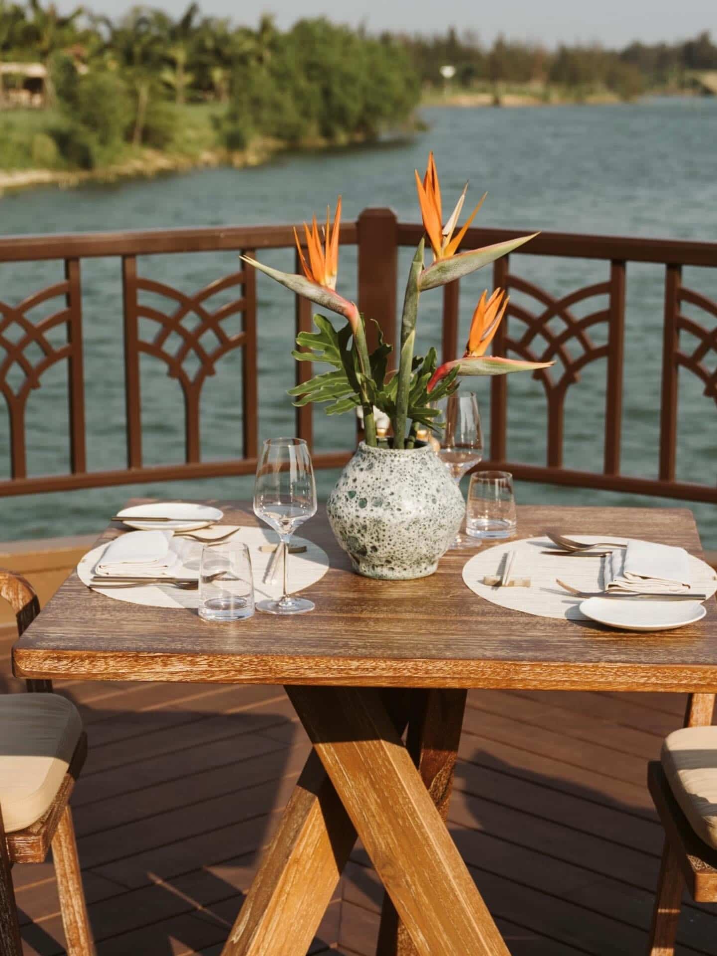 Views and seating from the deck on the Merchant boat