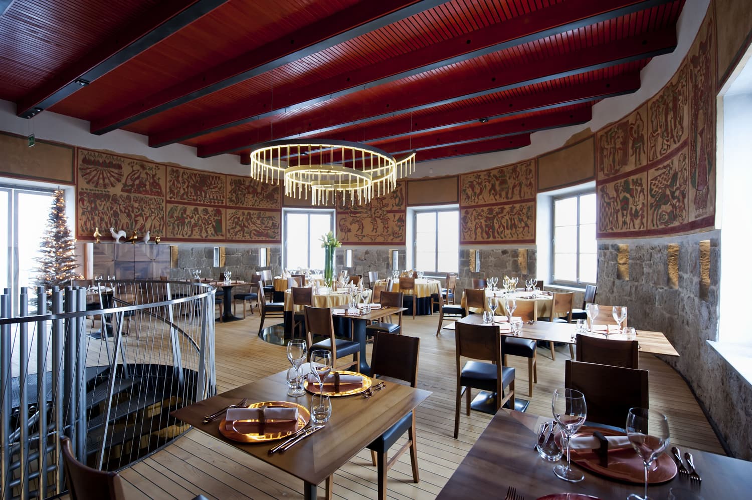 restaurant strelec in the archer's tower of ljubljana castle slovenia
