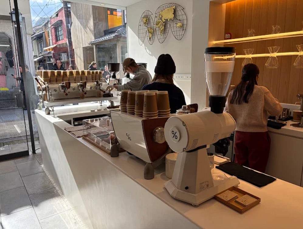 Breakfast in Kyoto - Interior of % Arabica Coffee shop