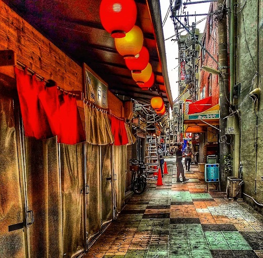 An alley in the Tenma neighborhood, Osaka, Japan