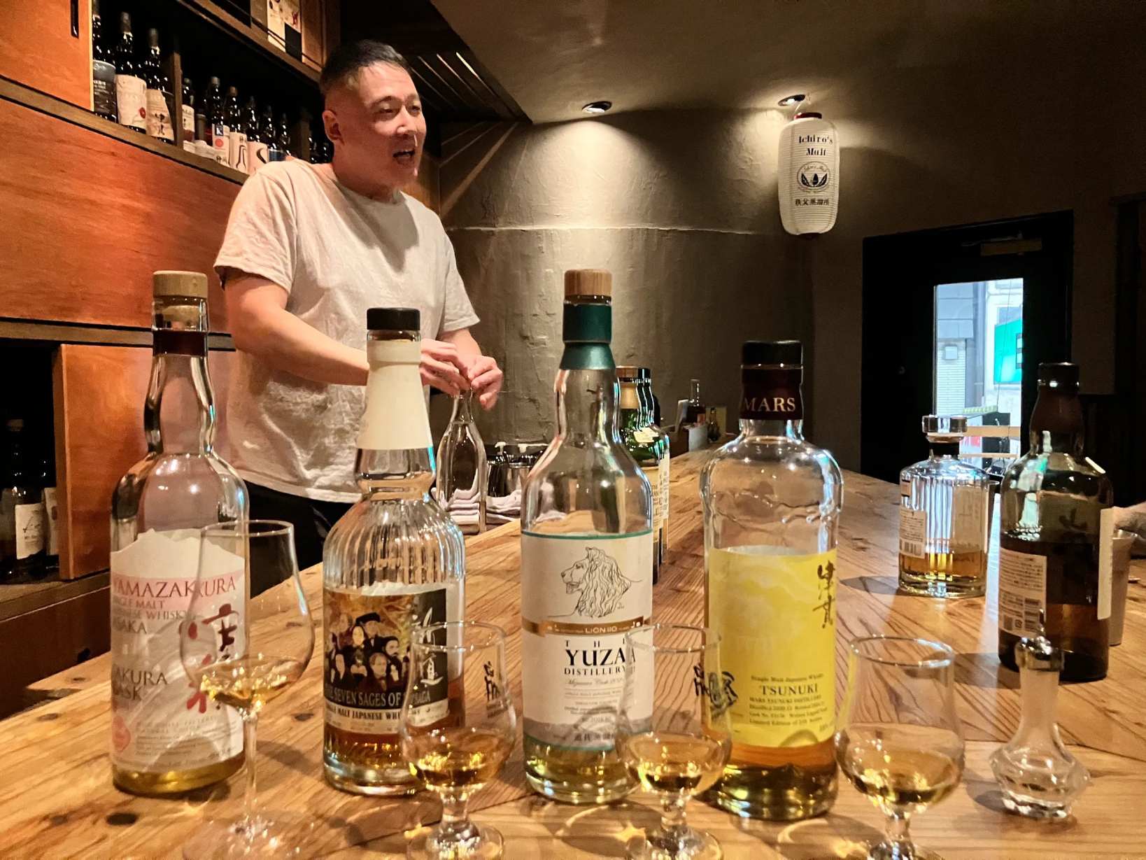 Assortment of whisky in Bar Freedom, Osaka, Japan