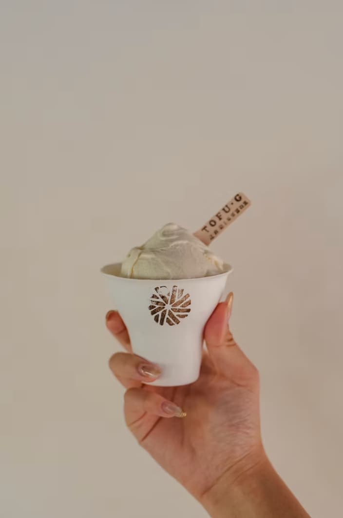 Ice cream made from tofu served in cups only