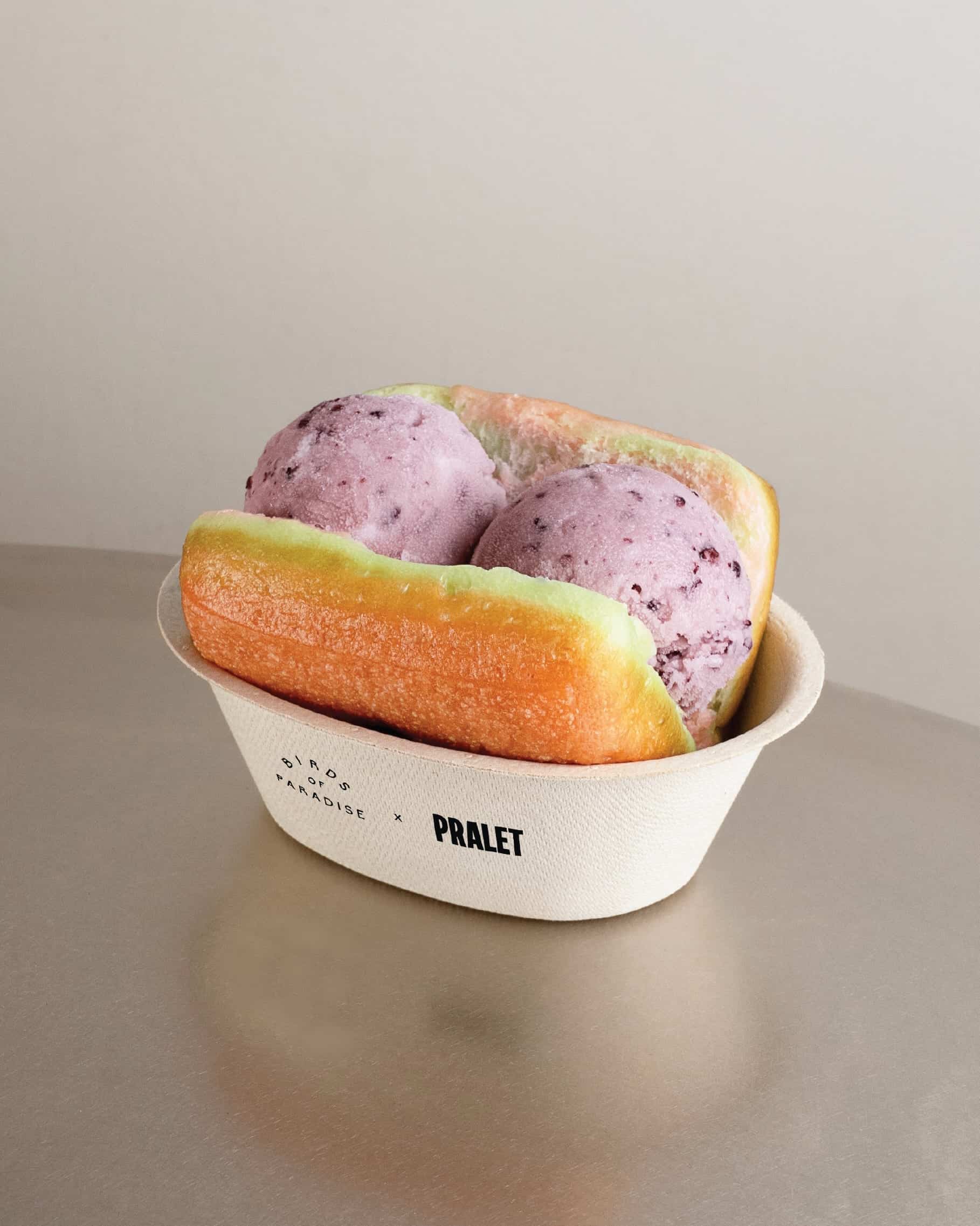 Gelato inside Pralet's signature square donut
