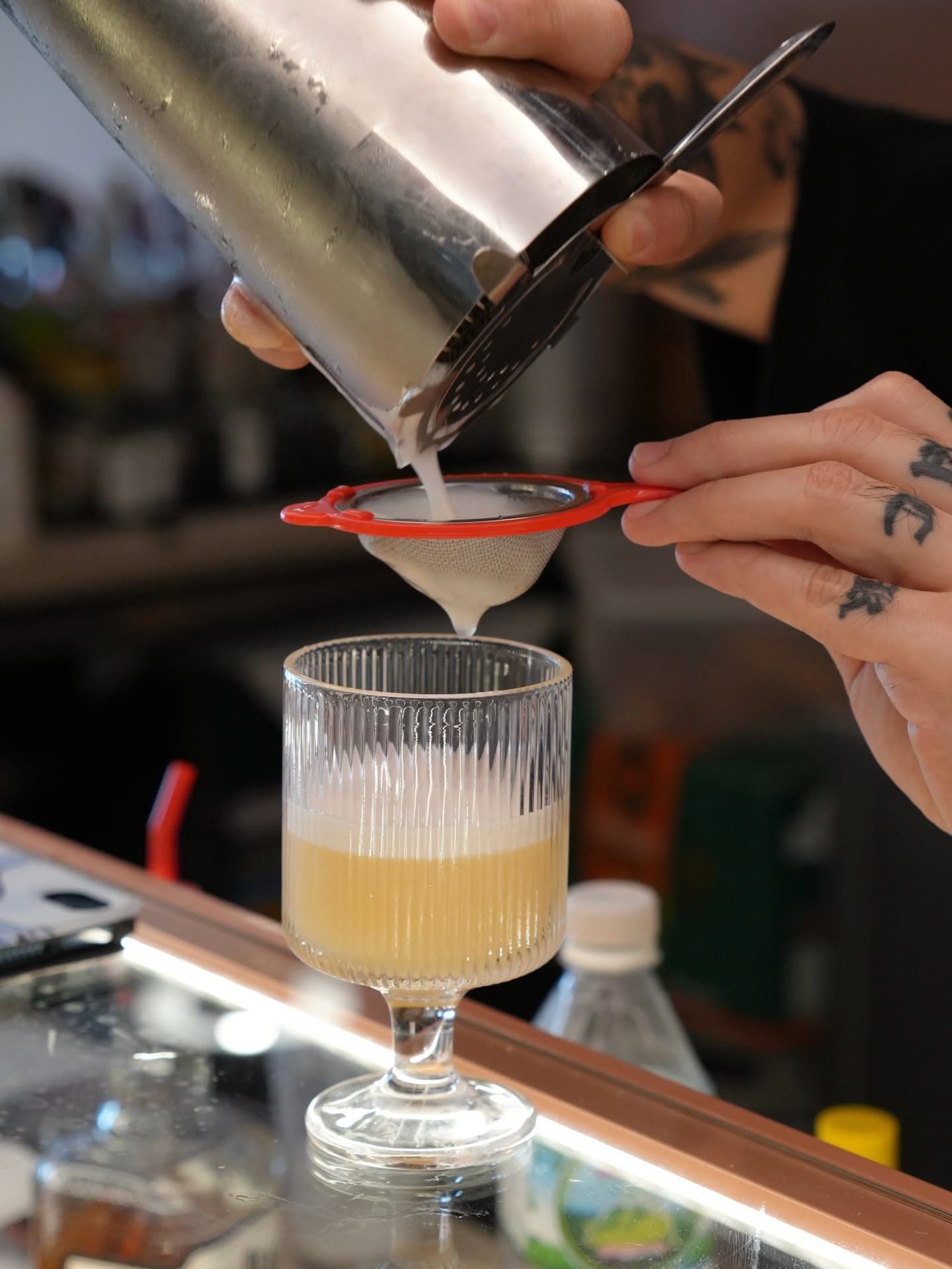 Cocktail being made