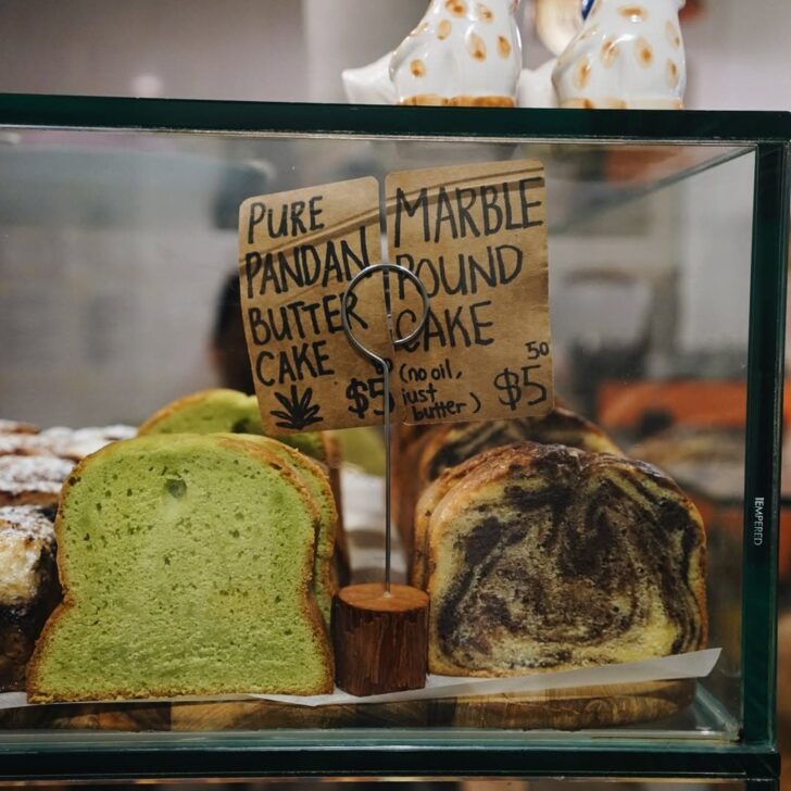 Pandan butter cake and marble pound cake at this best bakery in Singapore