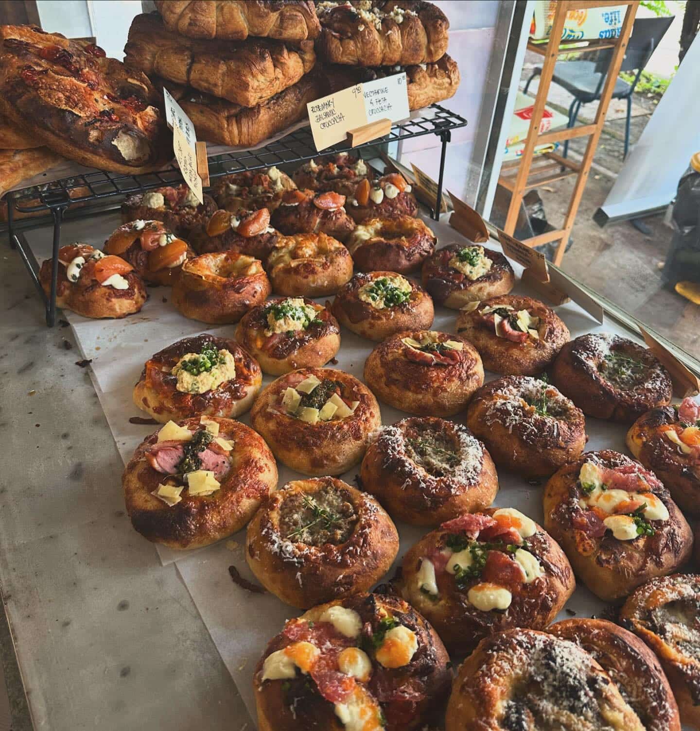 A display of baked goods at the bakery