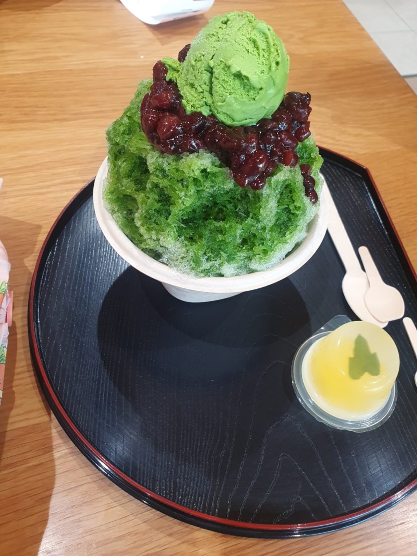 Bowl of matcha ice cream in Kyoto, Japan