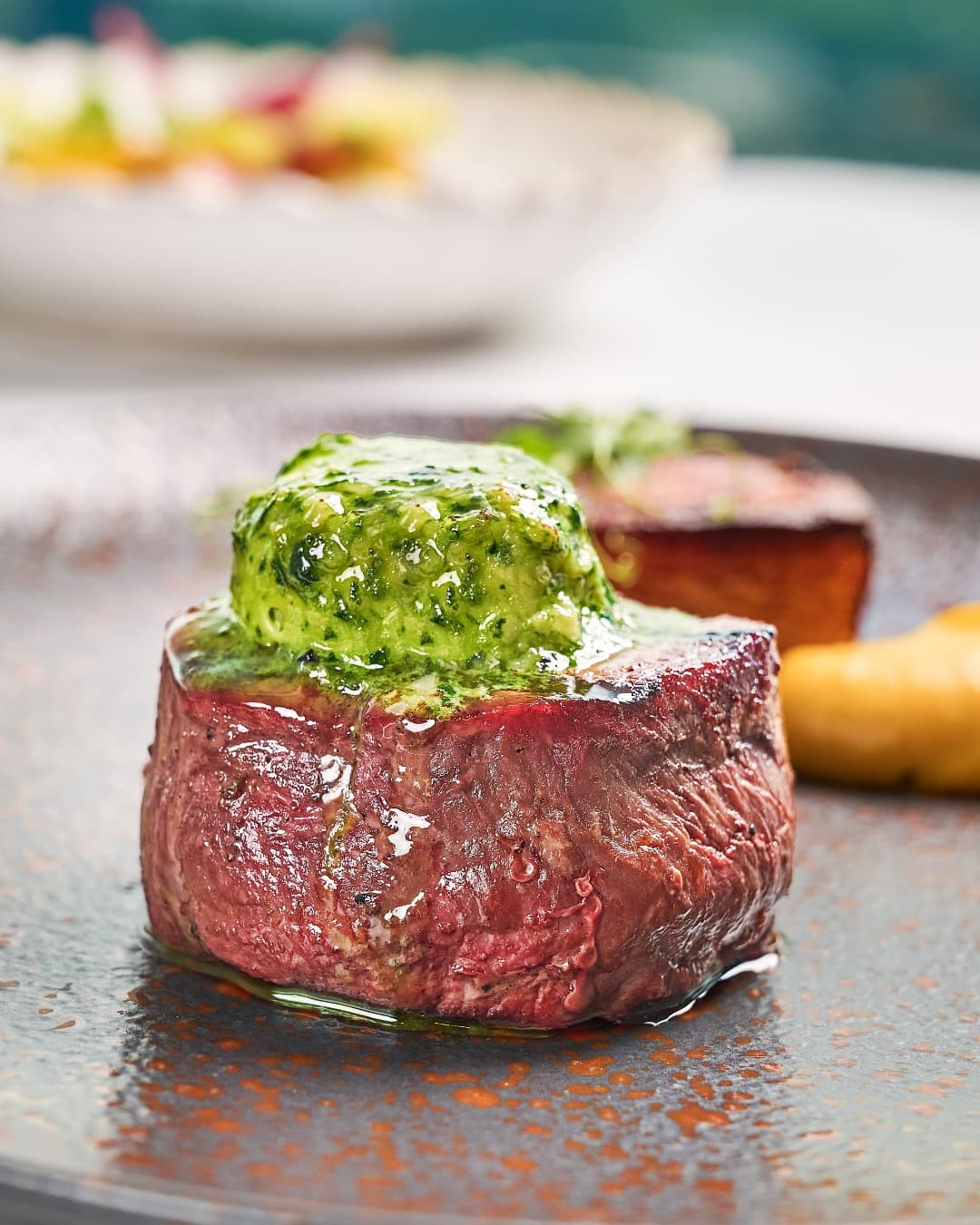 Black Onyx Tenderloin with Potato Pave Pumpkin Peppercorn Sauce
